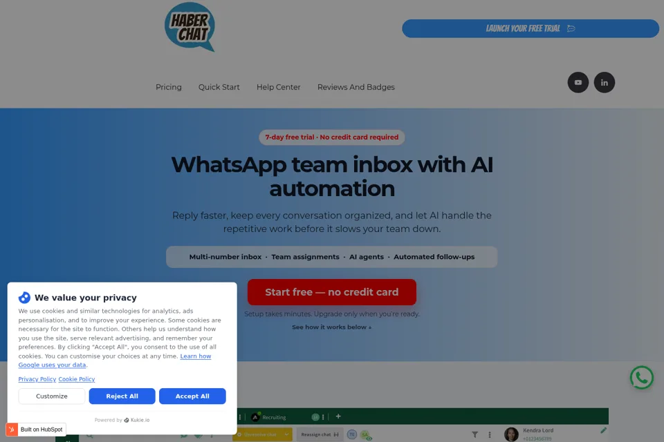 Aperçu de la landing page