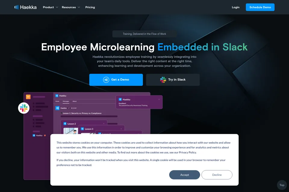 Aperçu de la landing page
