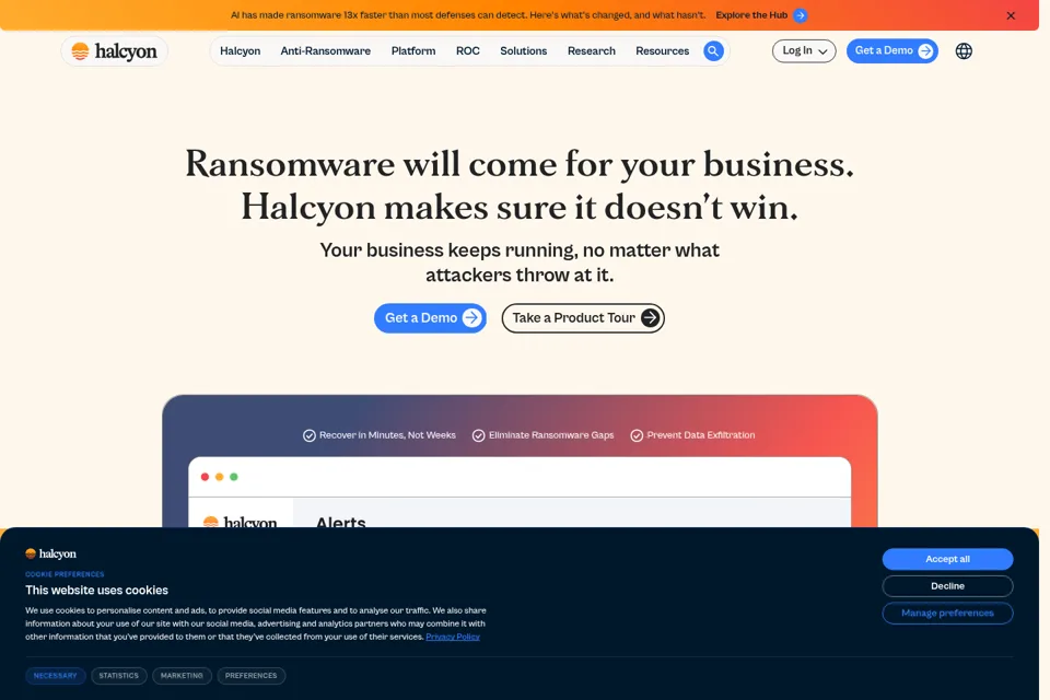 Aperçu de la landing page