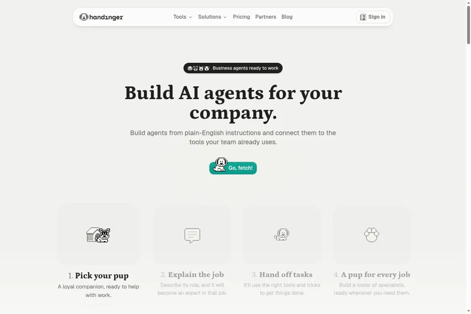 Aperçu de la landing page