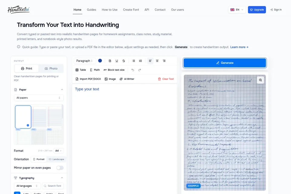 Aperçu de la landing page