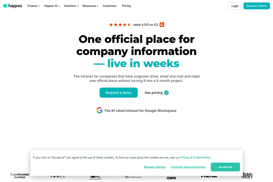 Aperçu de la landing page
