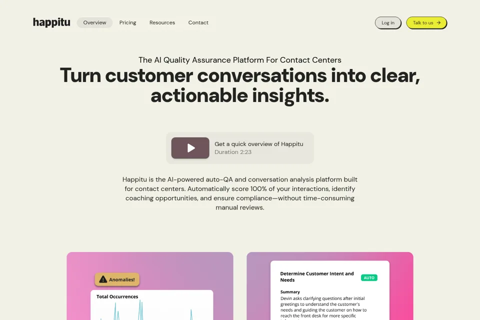 Aperçu de la landing page