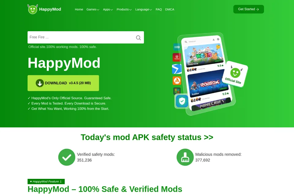 Aperçu de la landing page