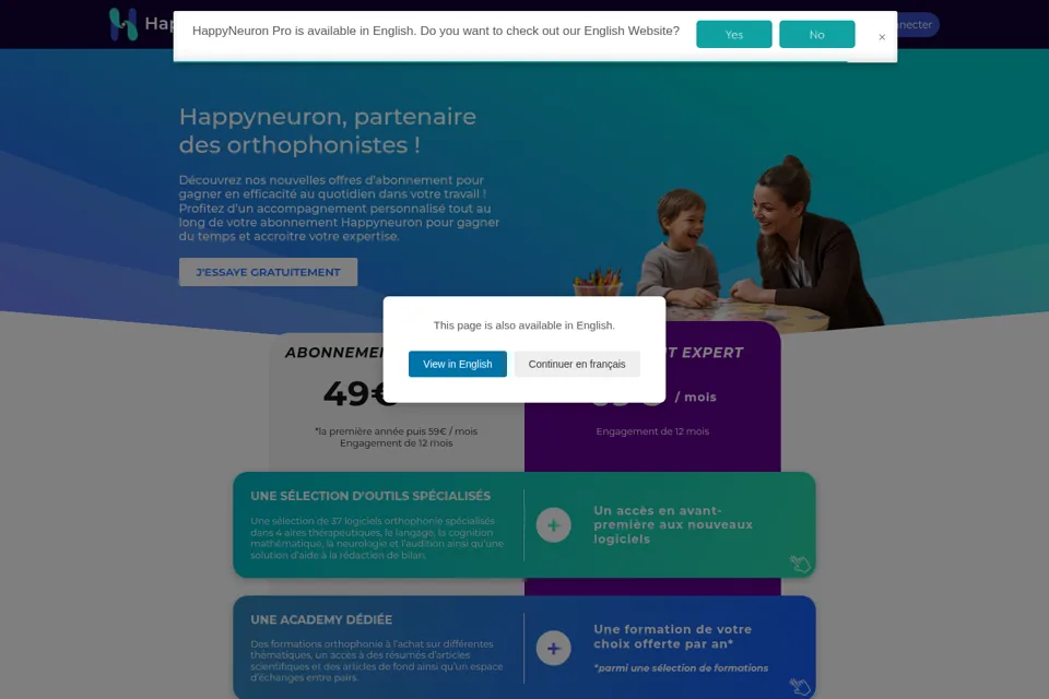 Aperçu de la landing page