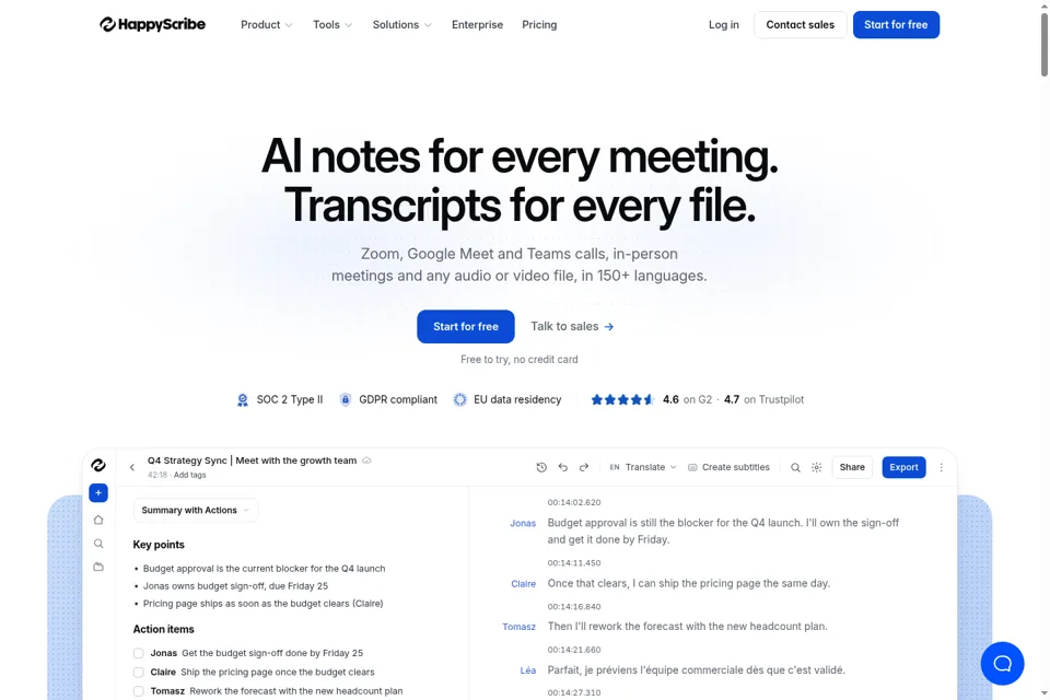 Aperçu de la landing page