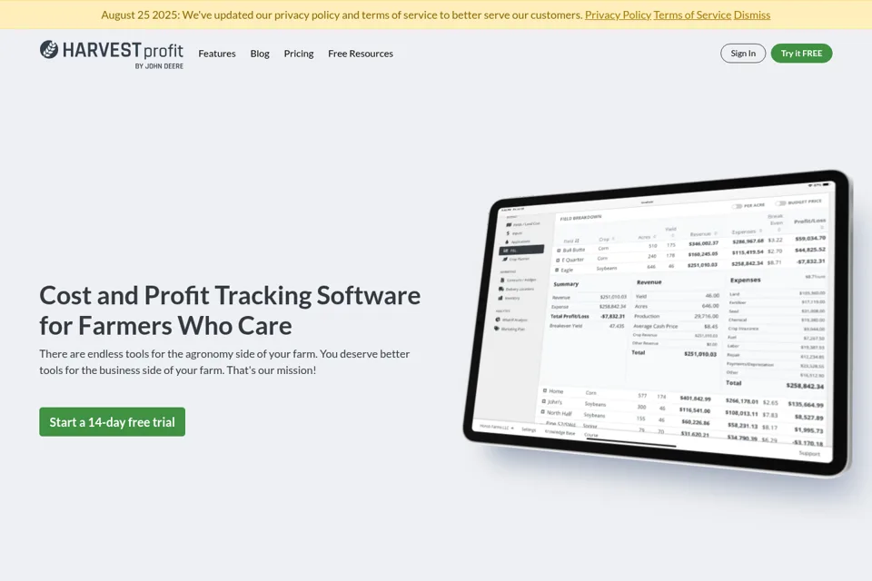 Aperçu de la landing page
