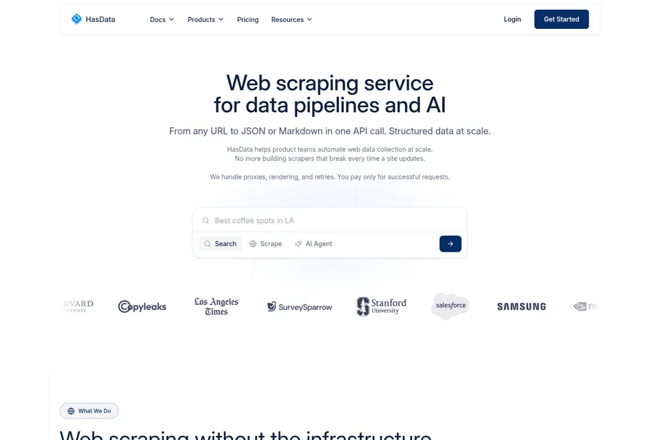 Aperçu de la landing page