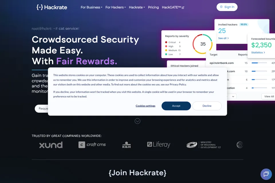 Aperçu de la landing page