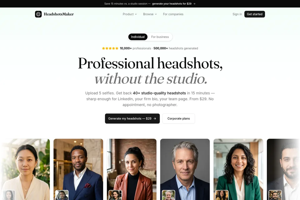 Aperçu de la landing page