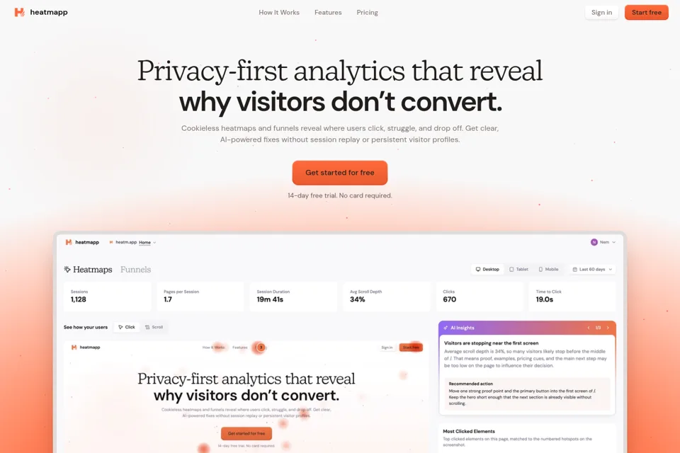 Aperçu de la landing page