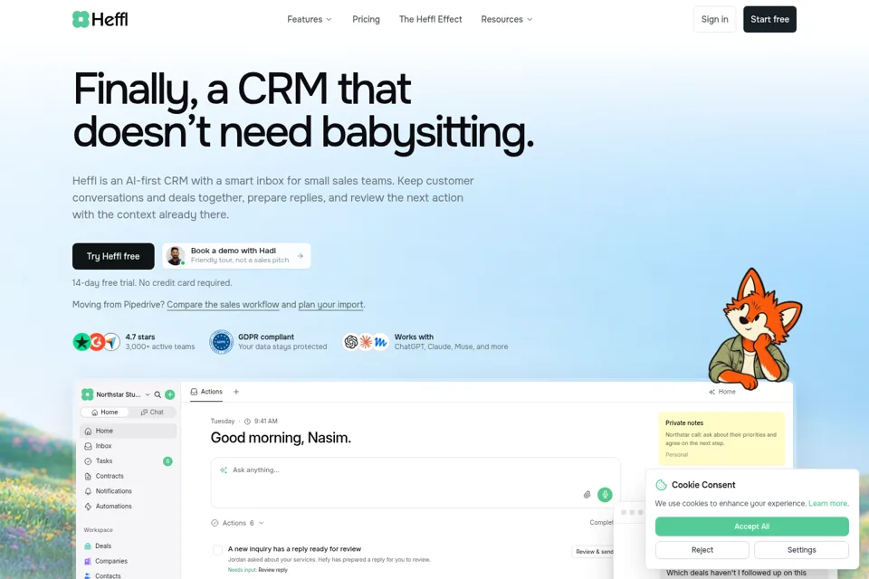 Aperçu de la landing page