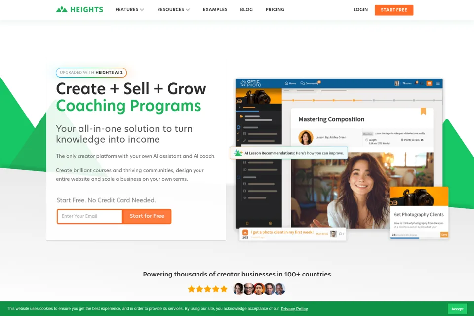 Aperçu de la landing page