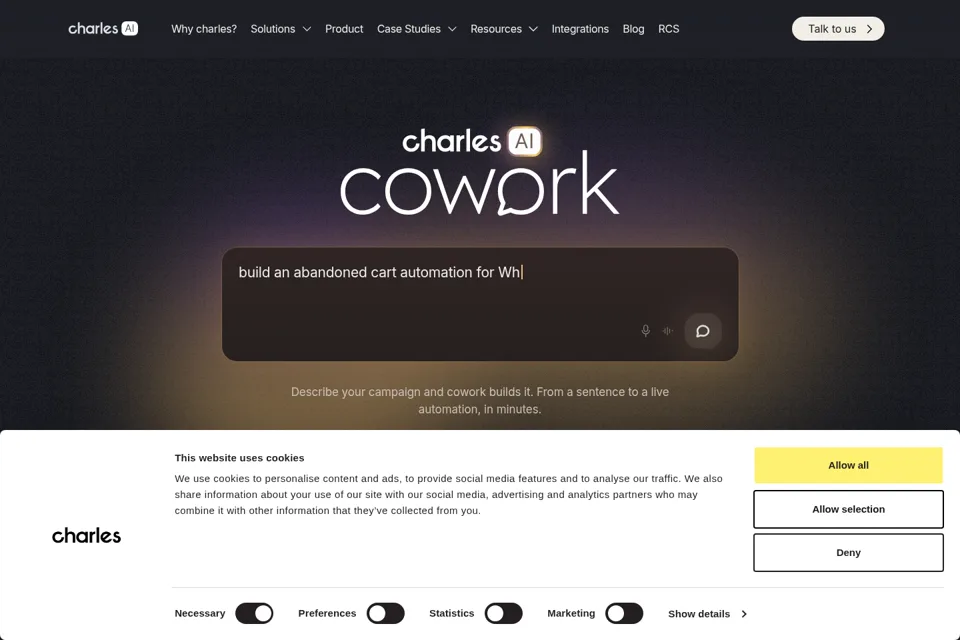 Aperçu de la landing page