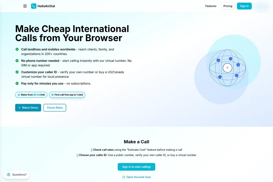 Aperçu de la landing page