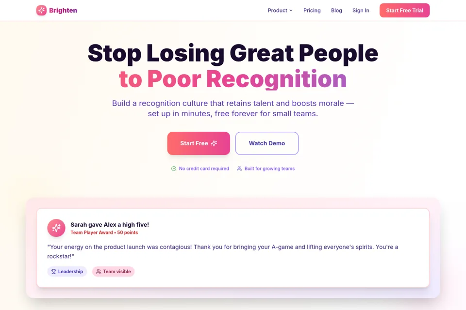Aperçu de la landing page