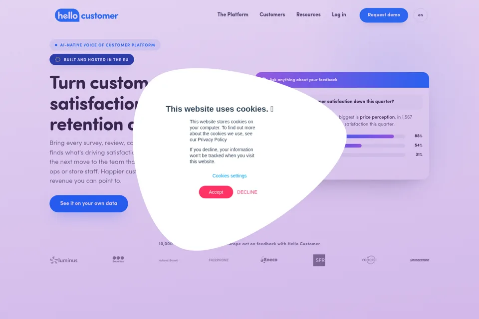 Aperçu de la landing page