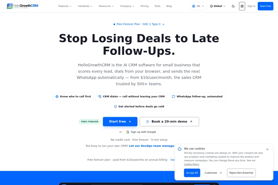 Aperçu de la landing page
