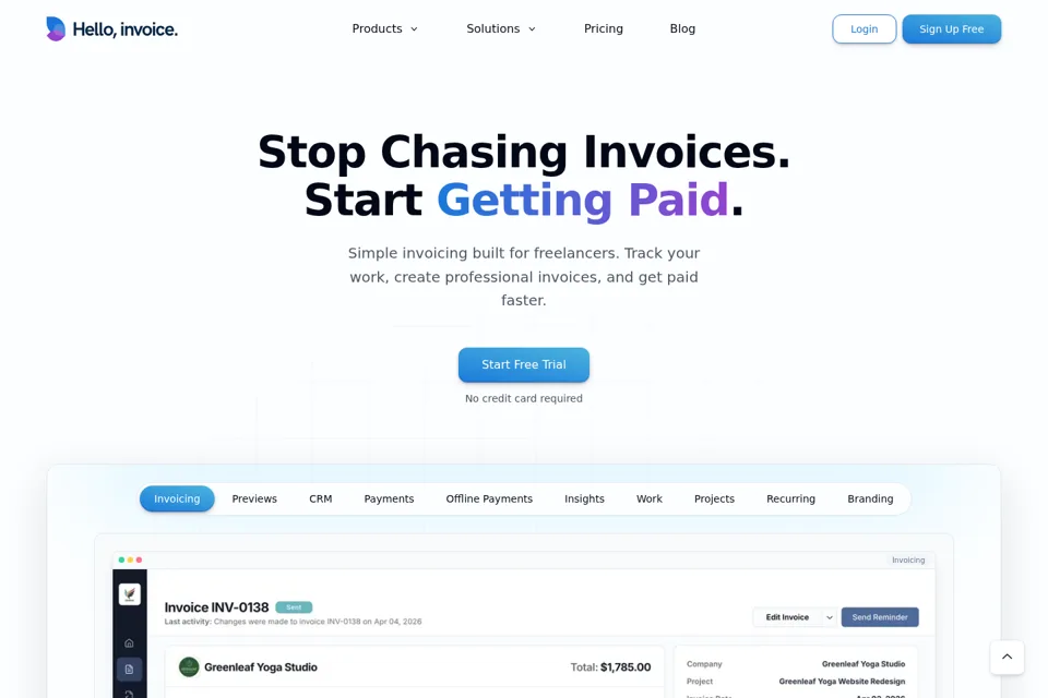 Landing page preview