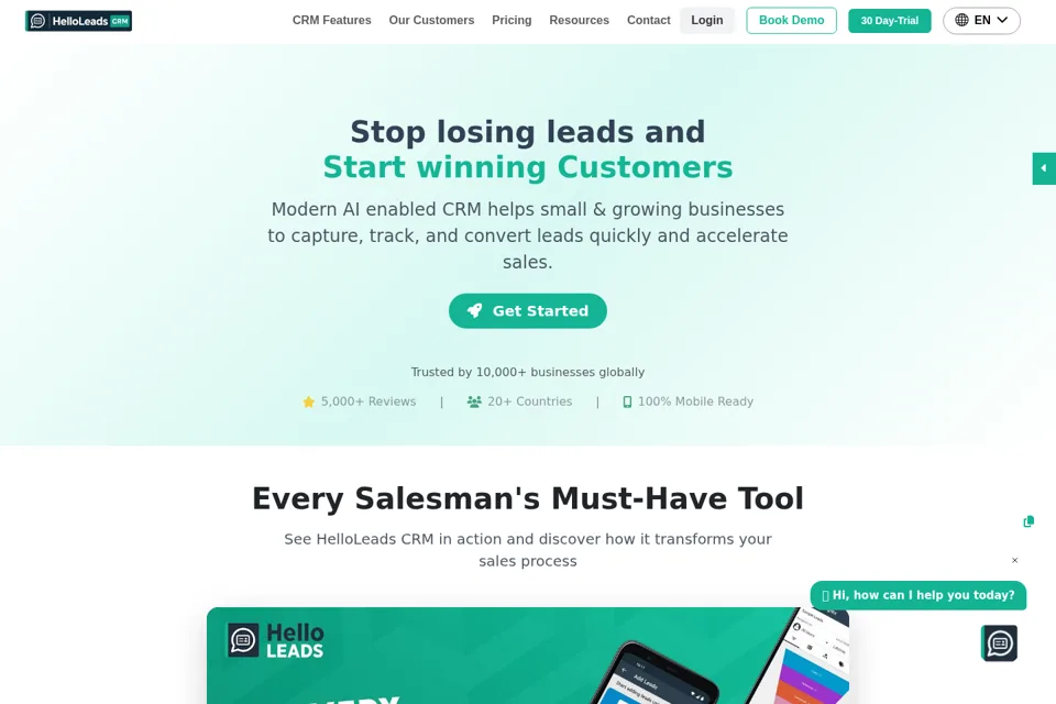 Aperçu de la landing page