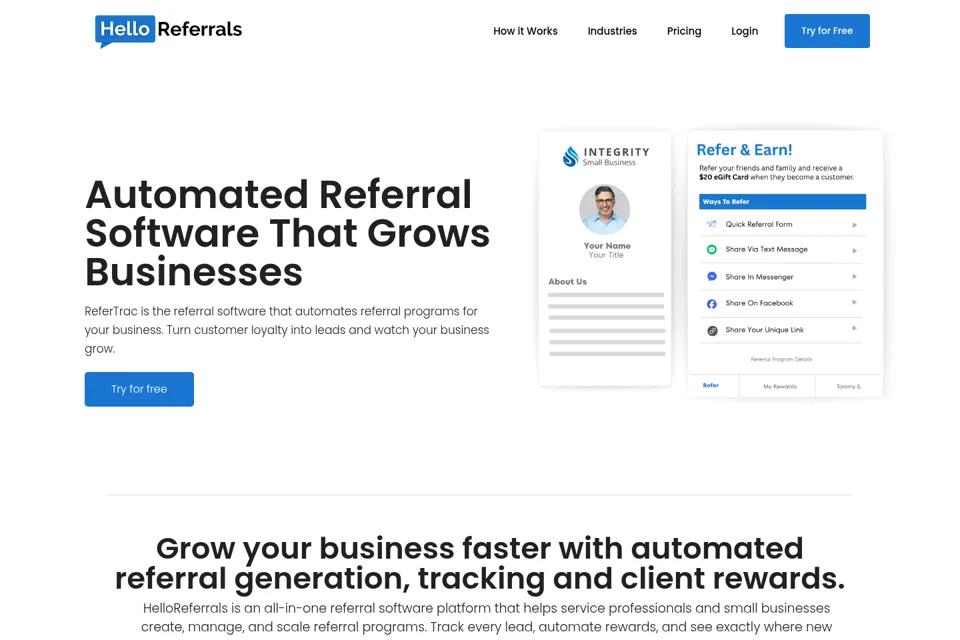 Aperçu de la landing page
