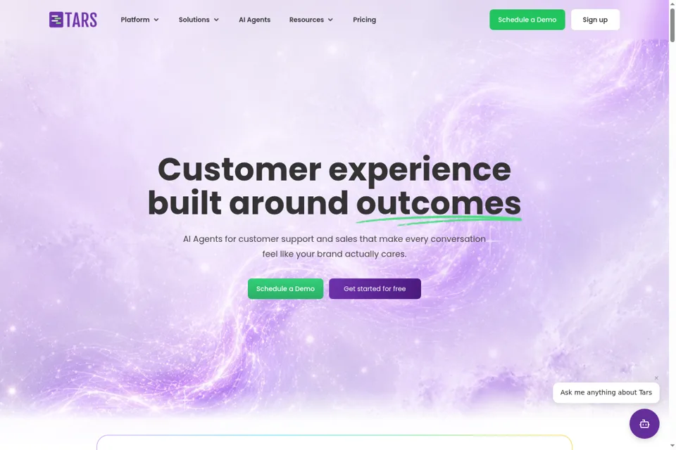 Aperçu de la landing page