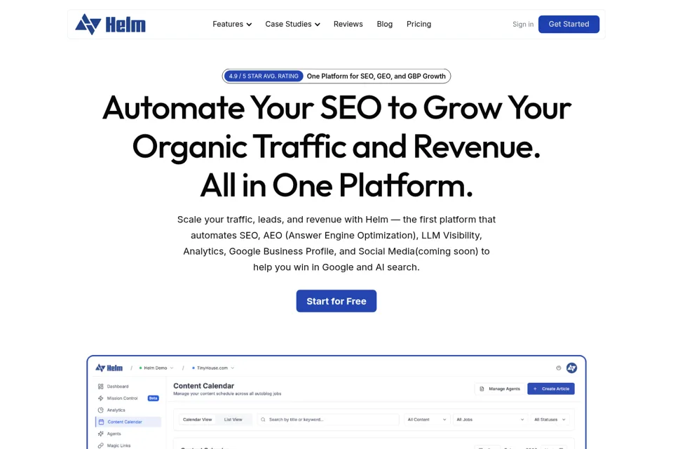 Aperçu de la landing page