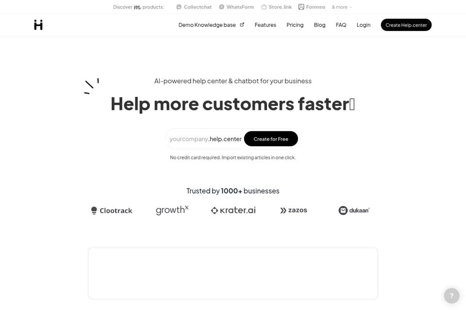 Aperçu de la landing page