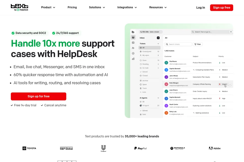Aperçu de la landing page