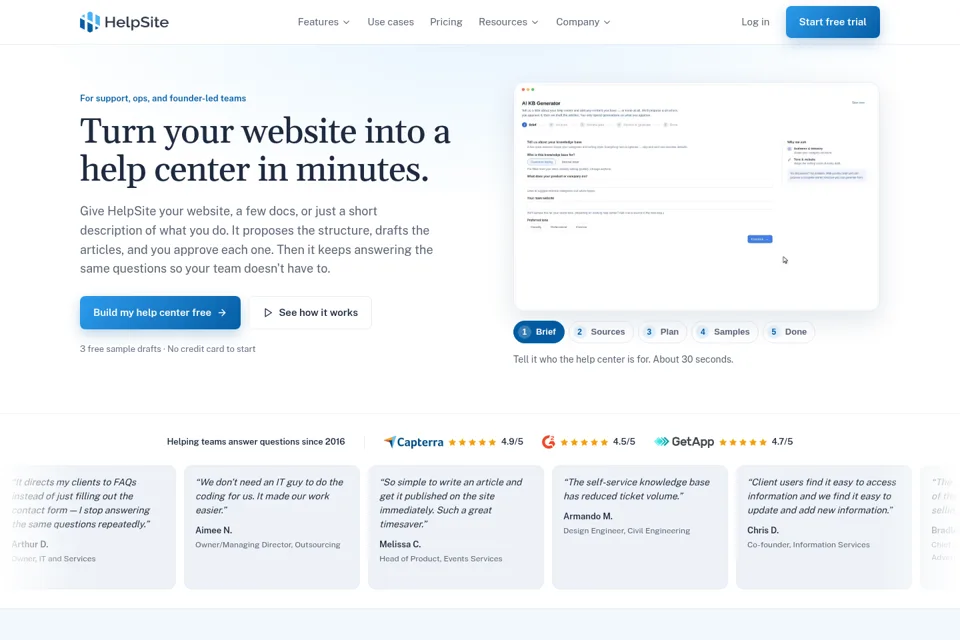 Aperçu de la landing page