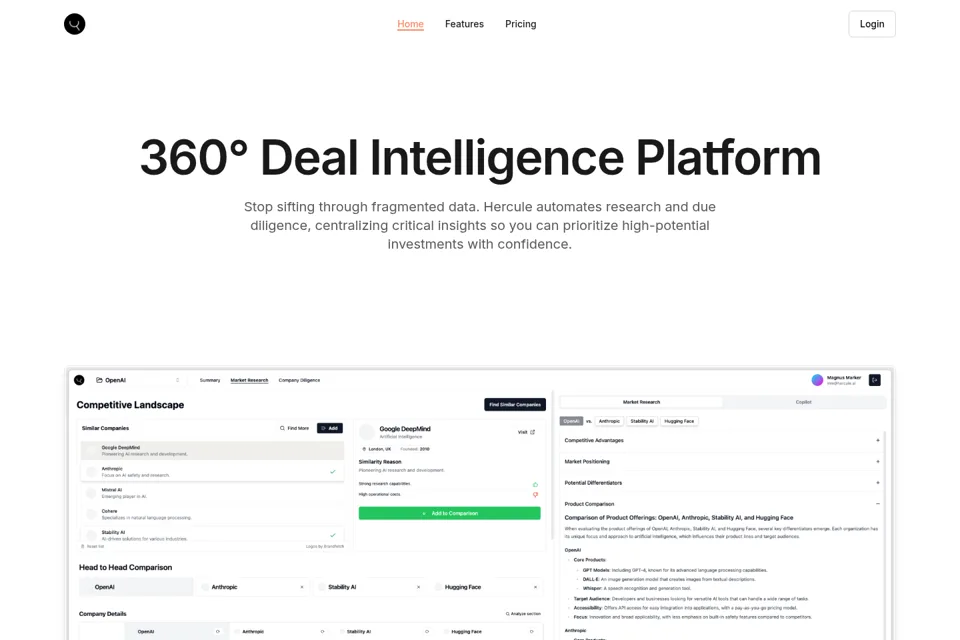 Aperçu de la landing page