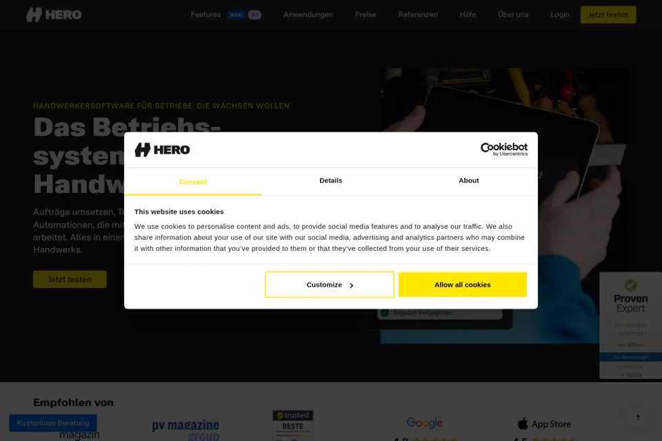 Aperçu de la landing page