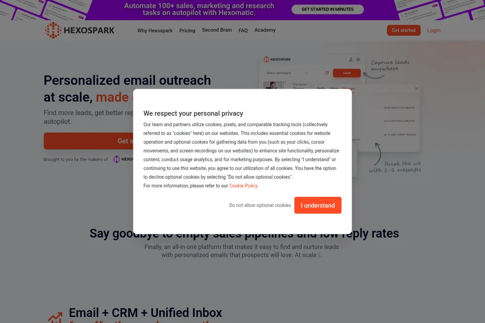 Aperçu de la landing page