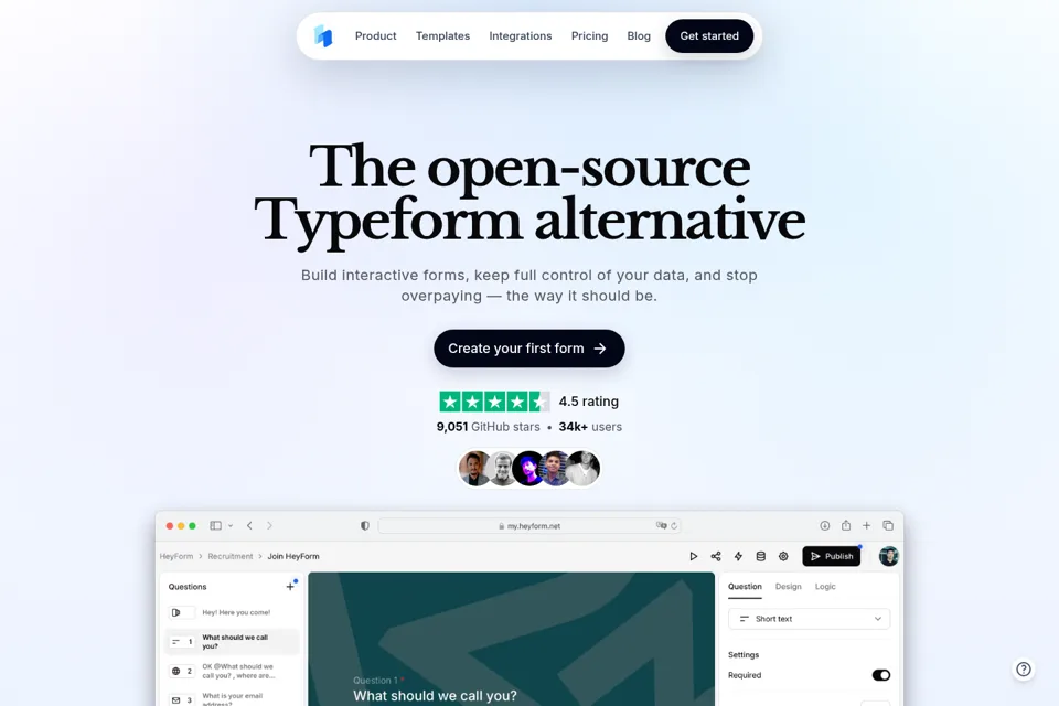 Aperçu de la landing page