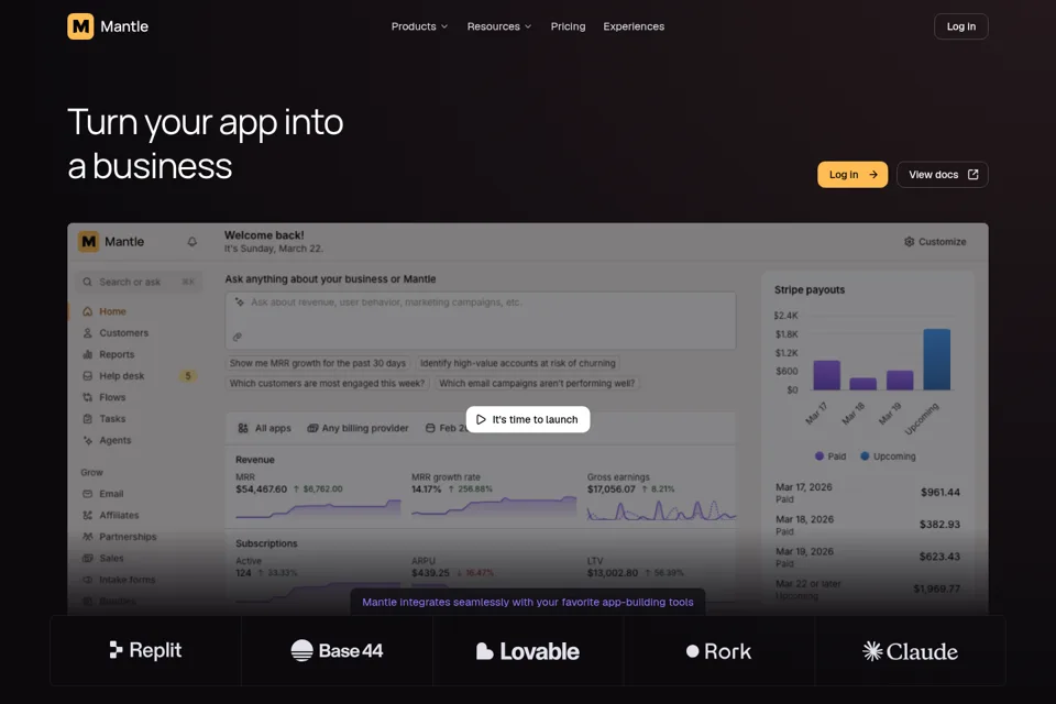 Aperçu de la landing page