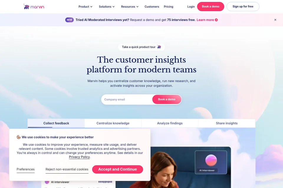Aperçu de la landing page