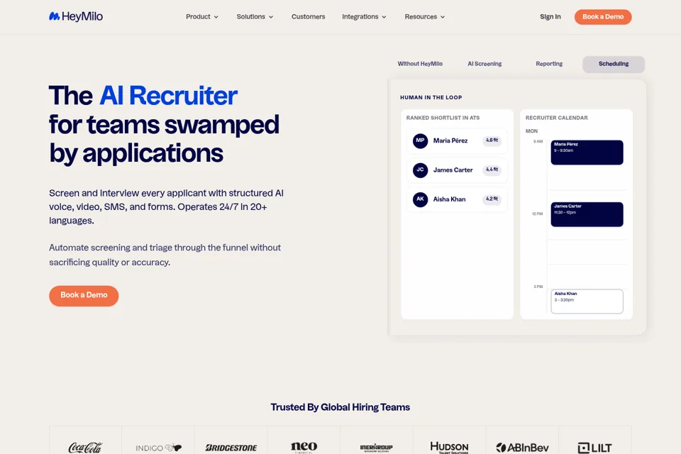 Aperçu de la landing page