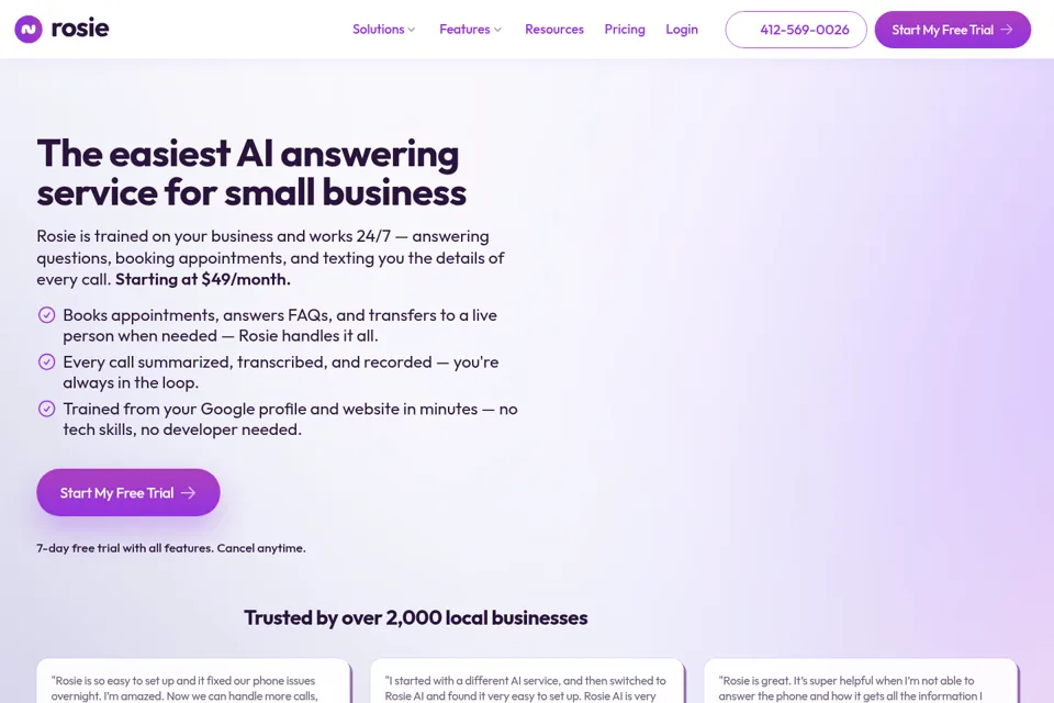 Aperçu de la landing page