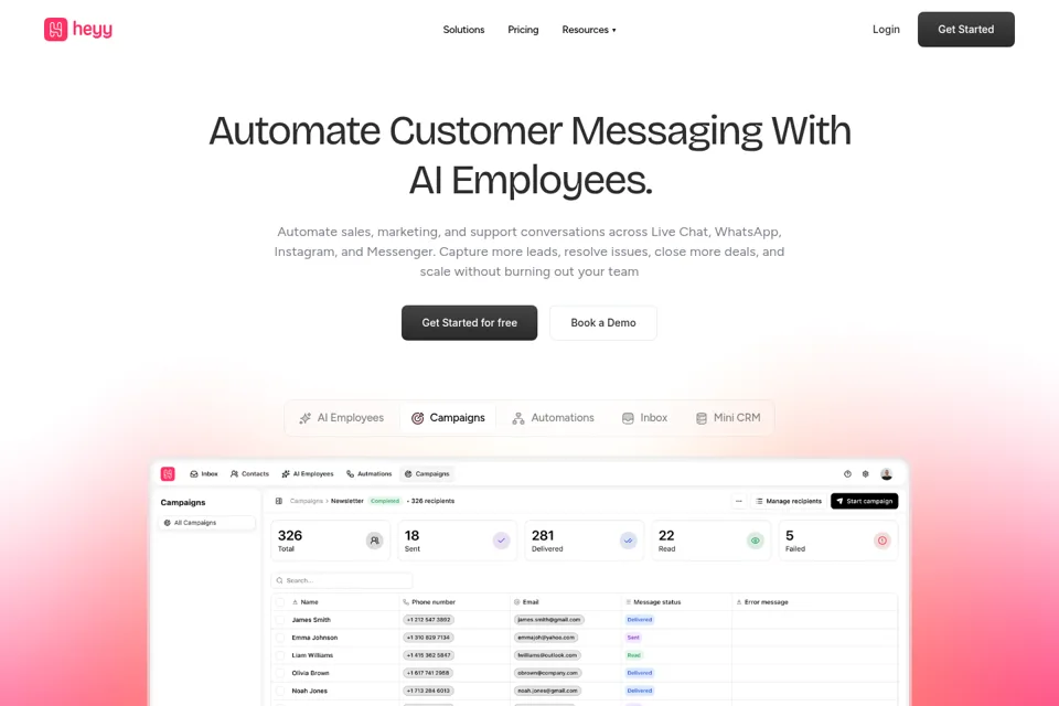 Aperçu de la landing page