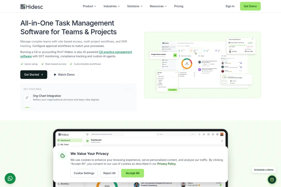 Aperçu de la landing page