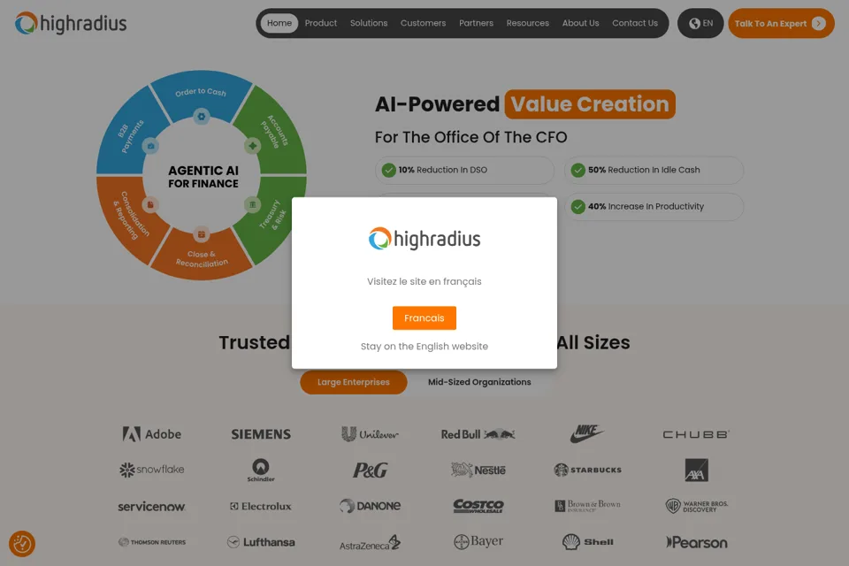 Aperçu de la landing page