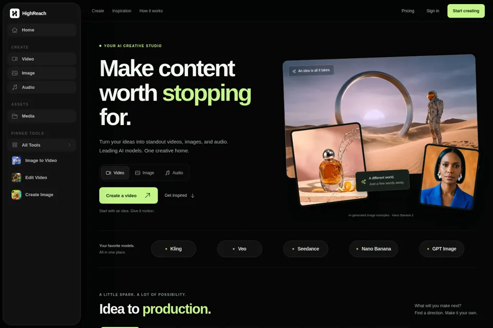 Aperçu de la landing page