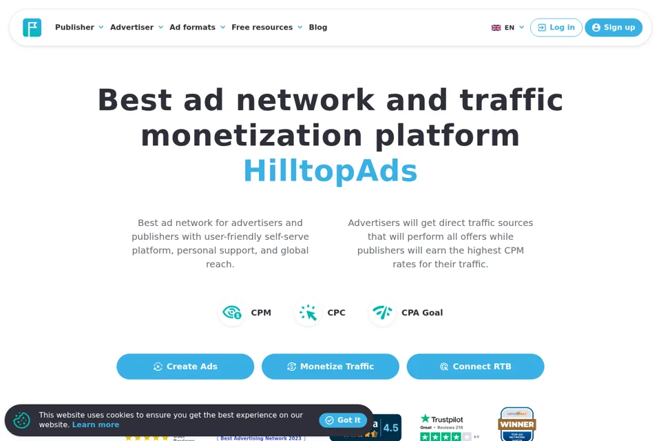 Aperçu de la landing page