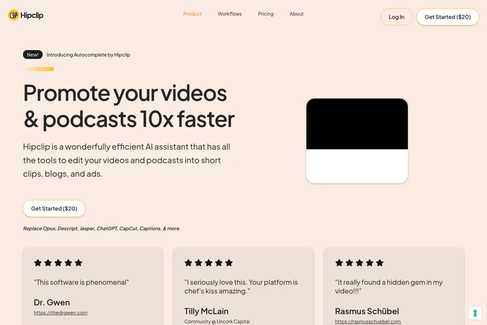 Aperçu de la landing page