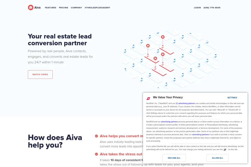 Aperçu de la landing page