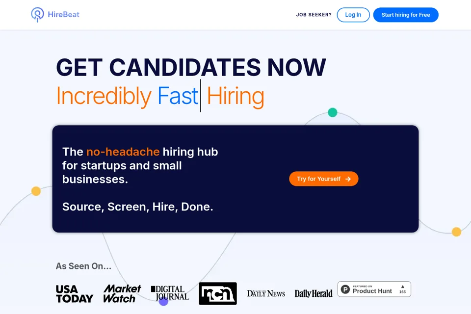 Aperçu de la landing page
