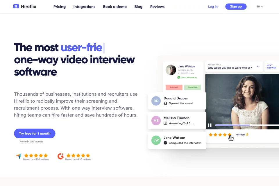 Aperçu de la landing page