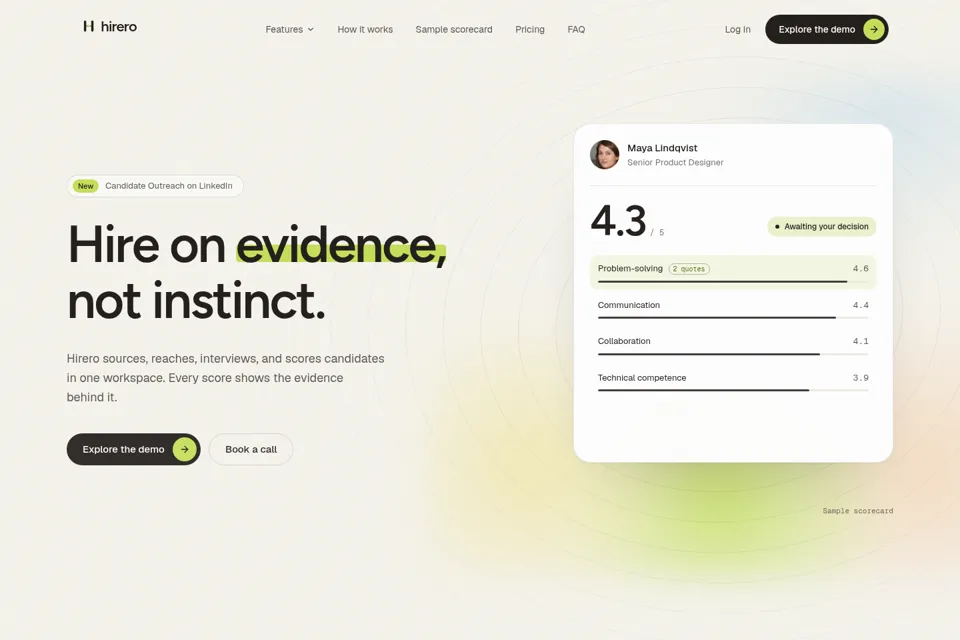 Aperçu de la landing page