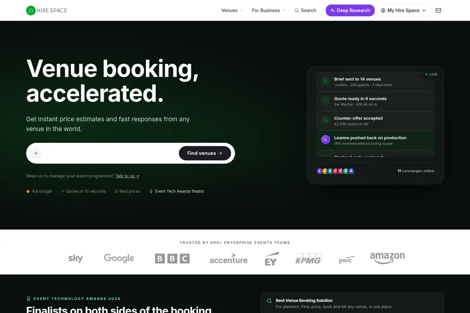 Aperçu de la landing page