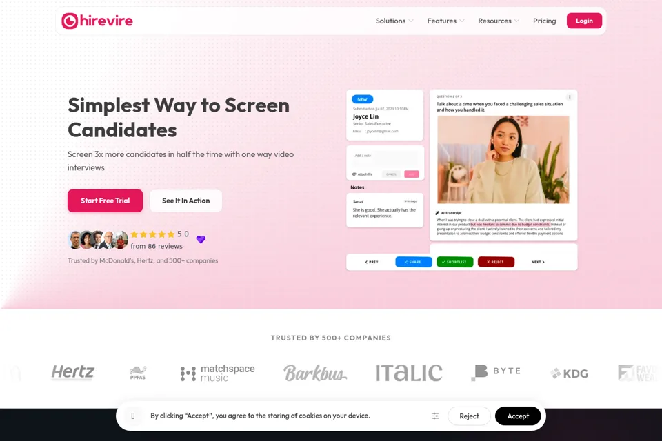 Aperçu de la landing page